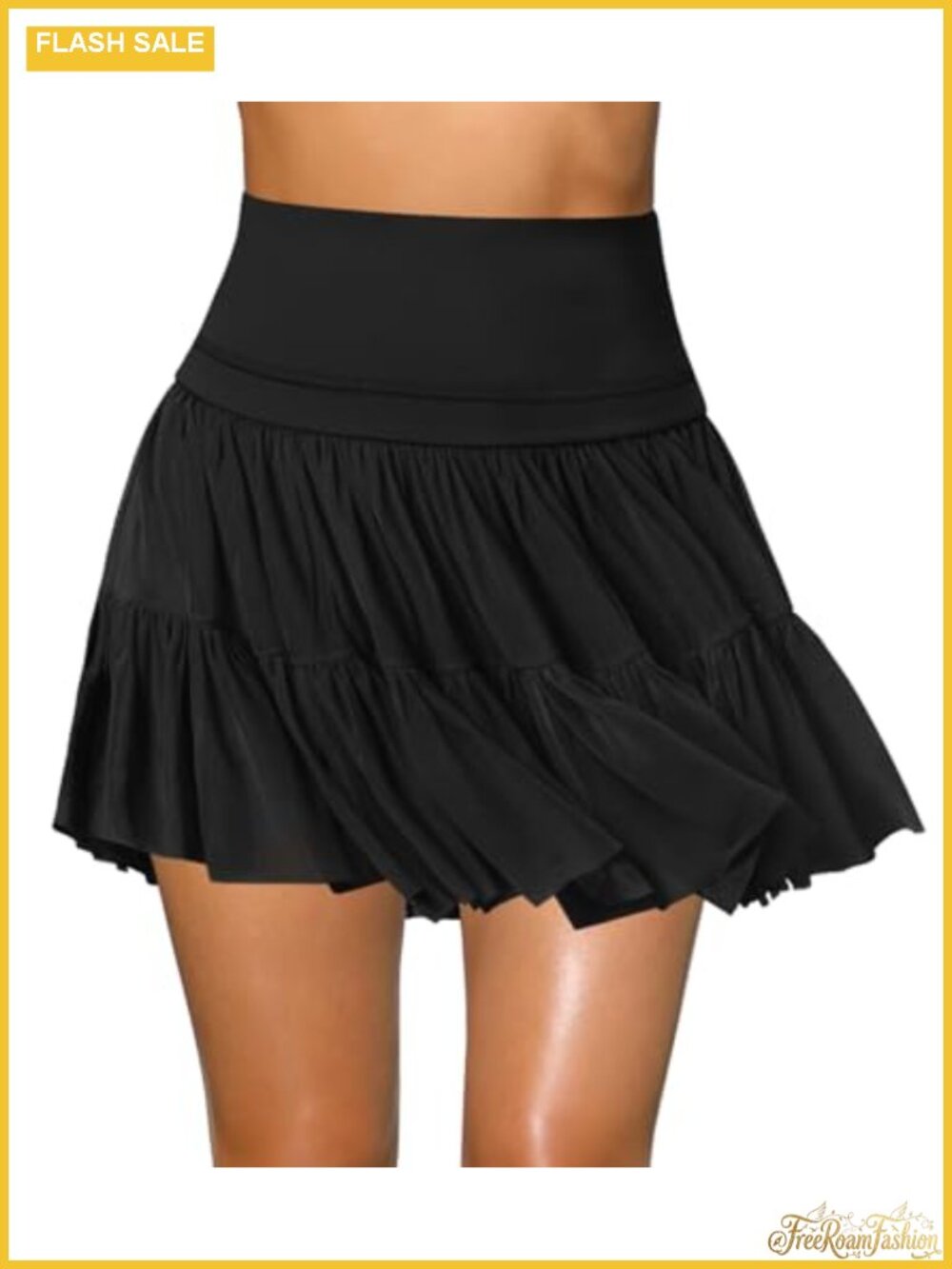 Women's Pleated Mini Skort with Built-in Shorts Flowy Ruffle Tennis Skirt